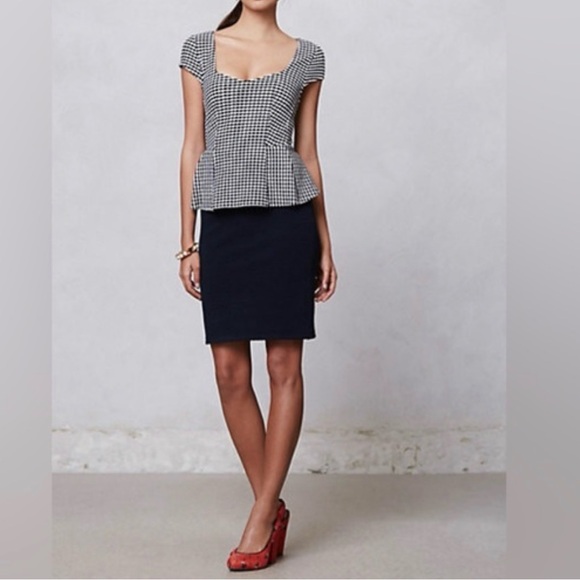 Anthropologie Dresses & Skirts - size S Anthropologie Preppy Peplum Pencil Dress, Work-ready outfit Blue & White